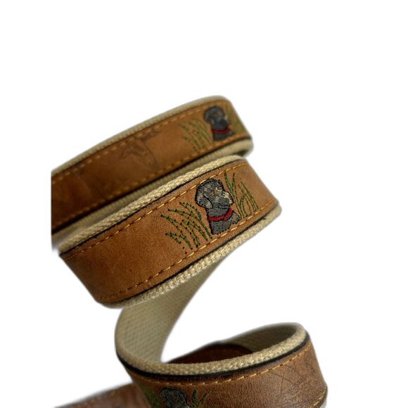 Zep Pro Men's 38 Nubuck Leather Canvas Belt Fishing Embroidered Hunting Dog - Picture 4 of 6